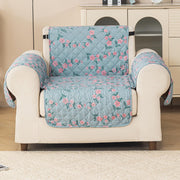 Gulnaar Series Anti-Slip Sofa Cover Mat with Pocket – Polyester Couch Protector(Pastel Bloom)