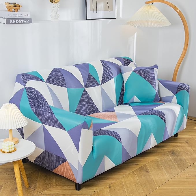 Polyester Spandex Printed Sofa Cover (Prism Green)