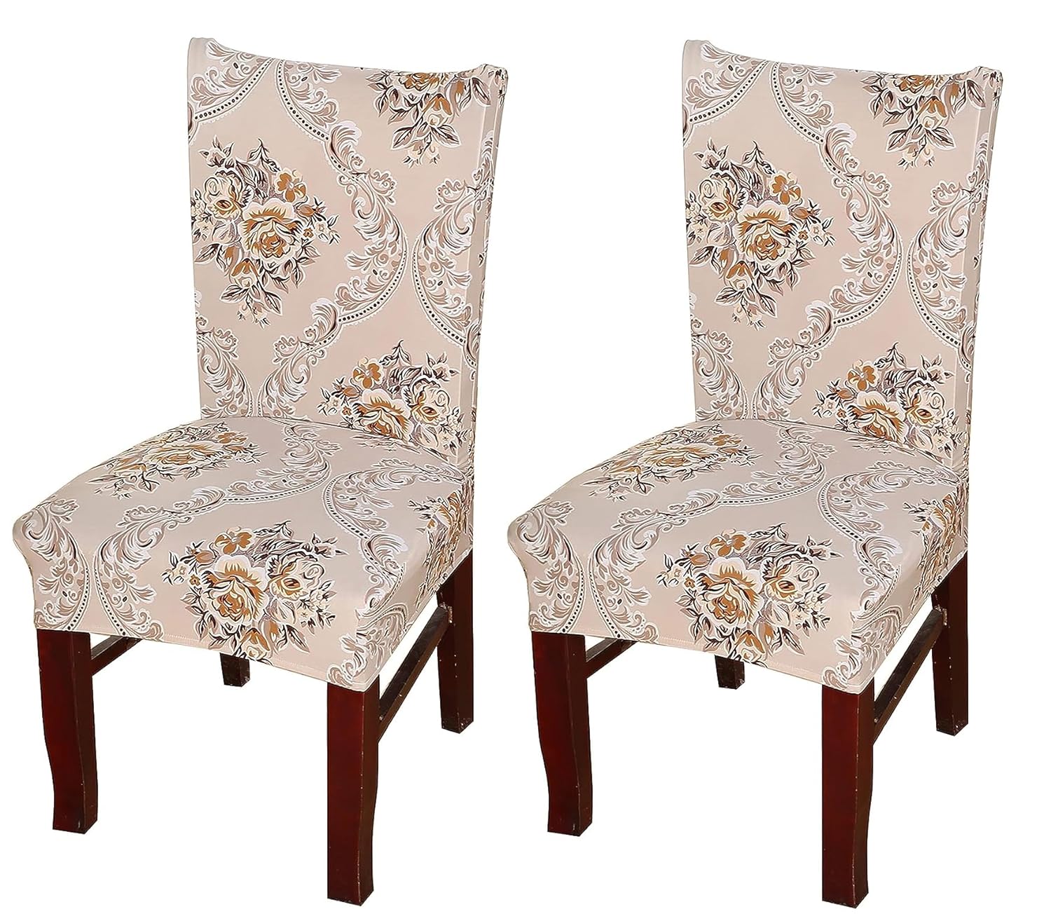Printed Elastic Chair Cover (Beige Iris)