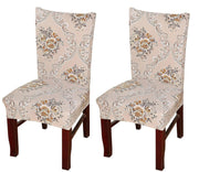 Printed Elastic Chair Cover (Beige Iris)