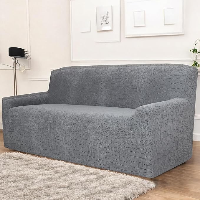 Universal Crocodile Texture Jacquard Fabric Sofa Cover (Charcoal)