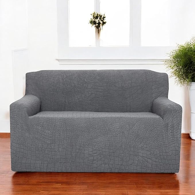 Universal Crocodile Texture Jacquard Fabric Sofa Cover (Charcoal)