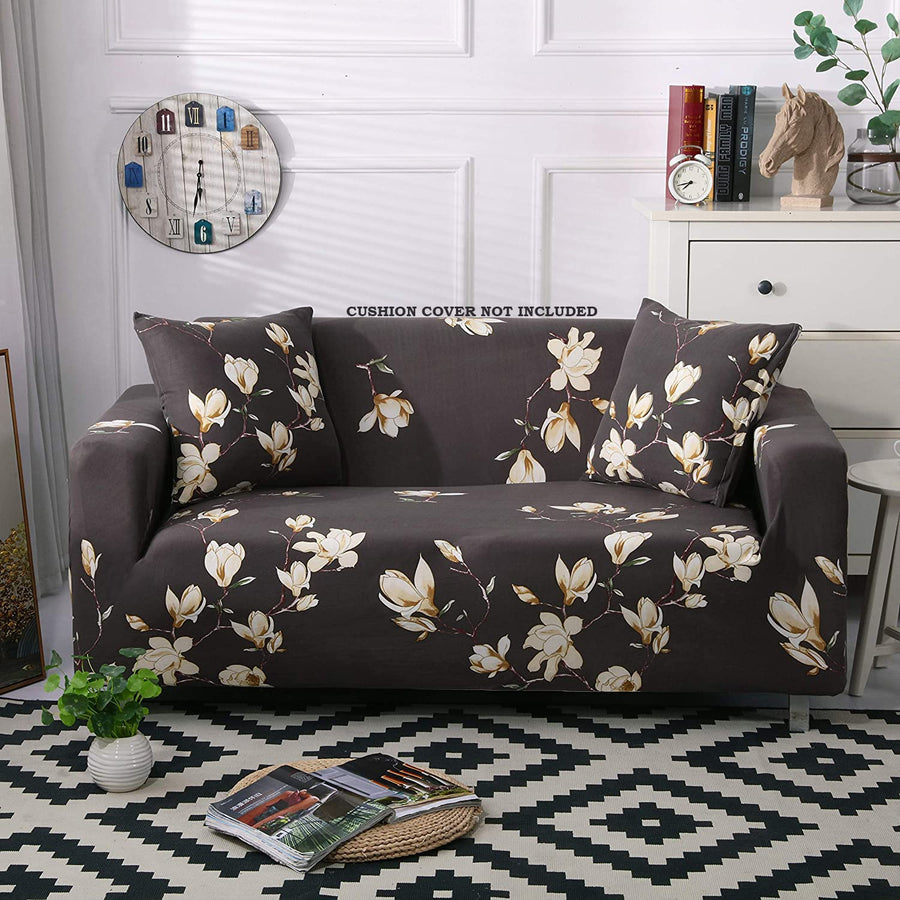 Universal Sofa Cover Big Elasticity Cover (Brown/Cream Leaf)