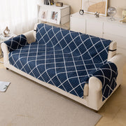 Quilted Printed Sofa Cover for Indian Sofa Set – Washable (Blue Diamond)
