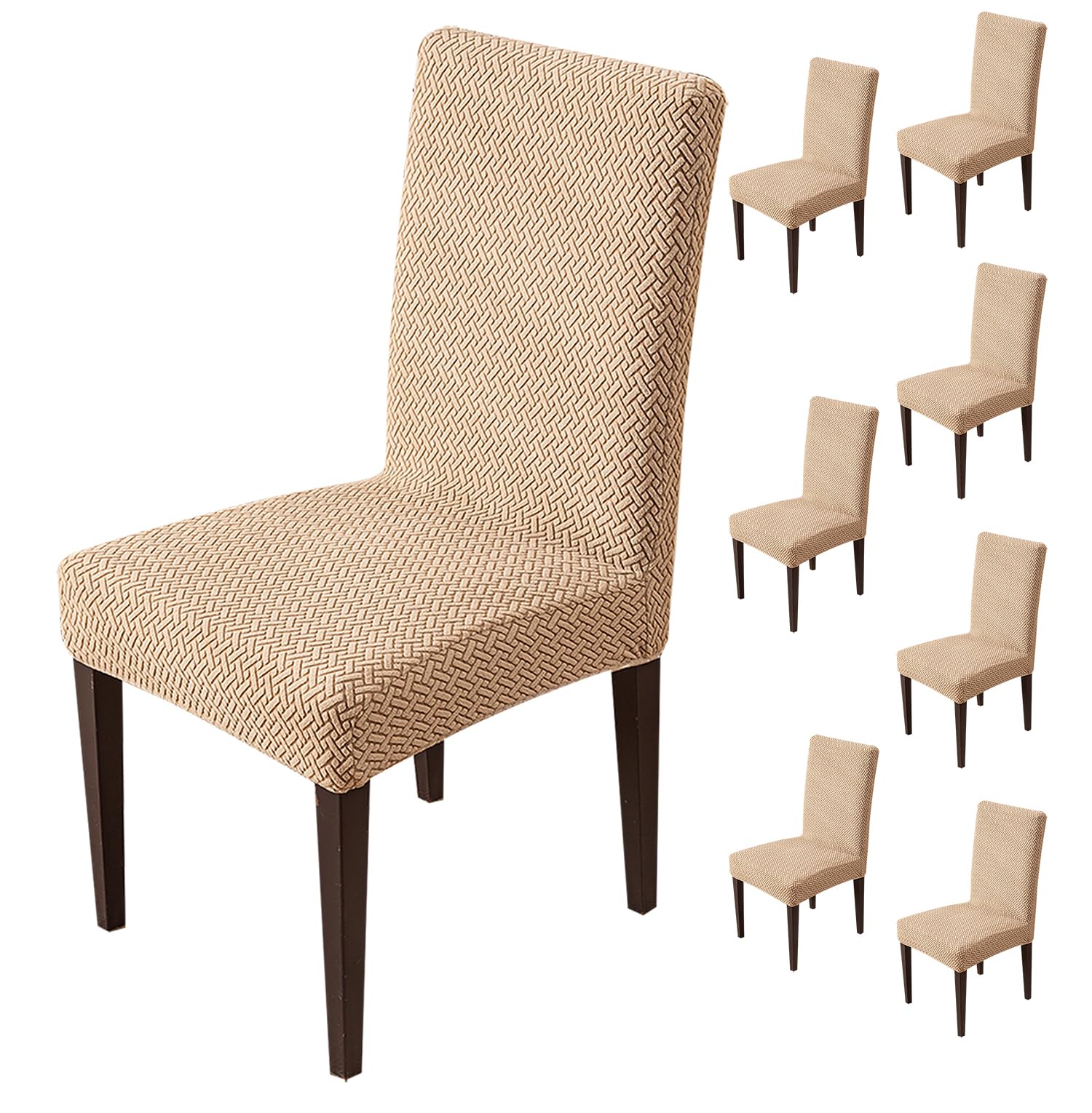 Elastic Jacquard Chair Cover Stretch Removable (Khaki)