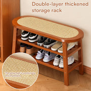 Bamboo 3-Tier Shoe Rack Bench - Brown
