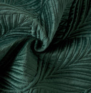 Velvet Palm Leaves Pattern Quilted Sofa Cover Set – 3-Piece Set (2 Armrest Covers 50x70cm + 1 Seat Cover) Green