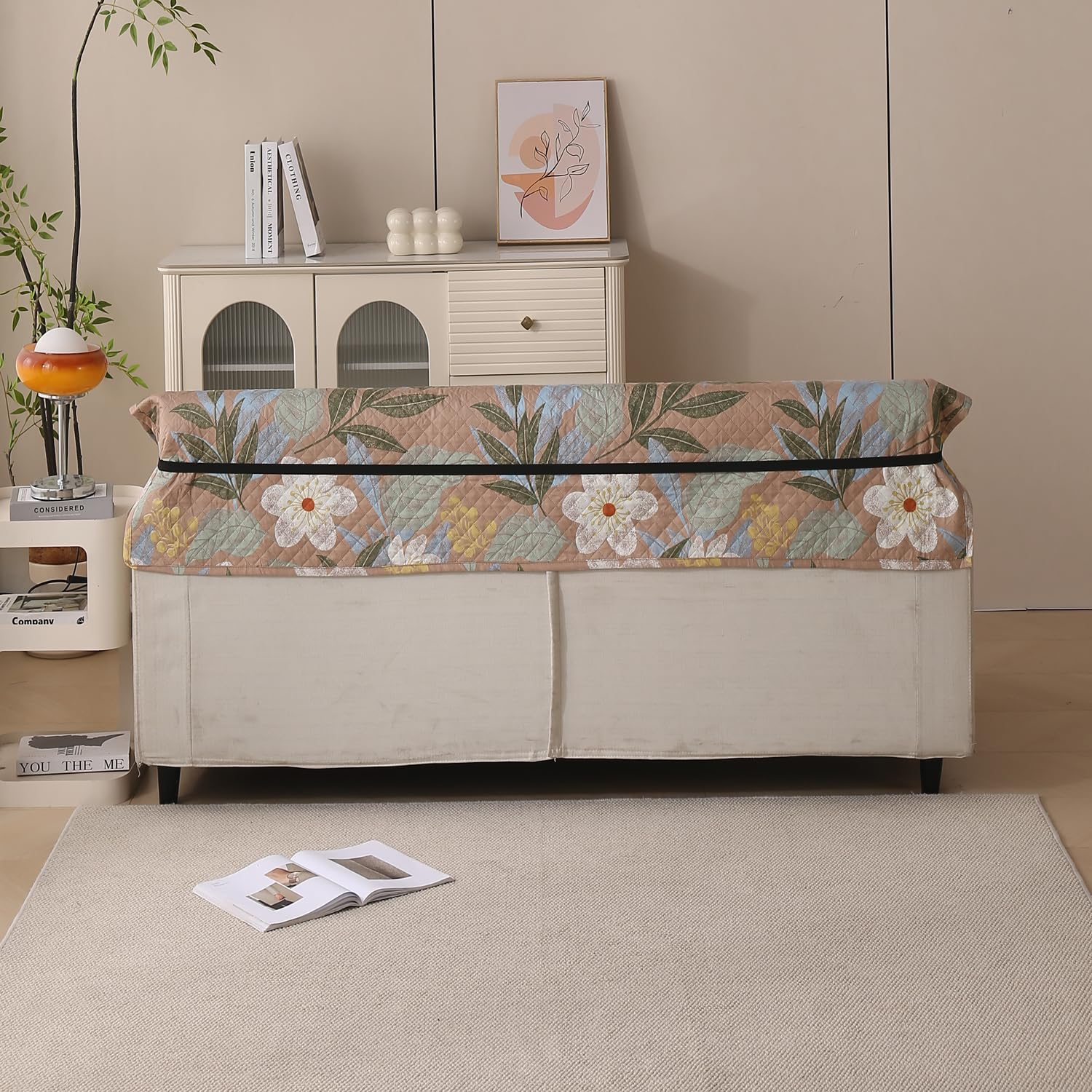 Polyester Sofa Cover Mat Reversible Couch Protector-Beige Botanica