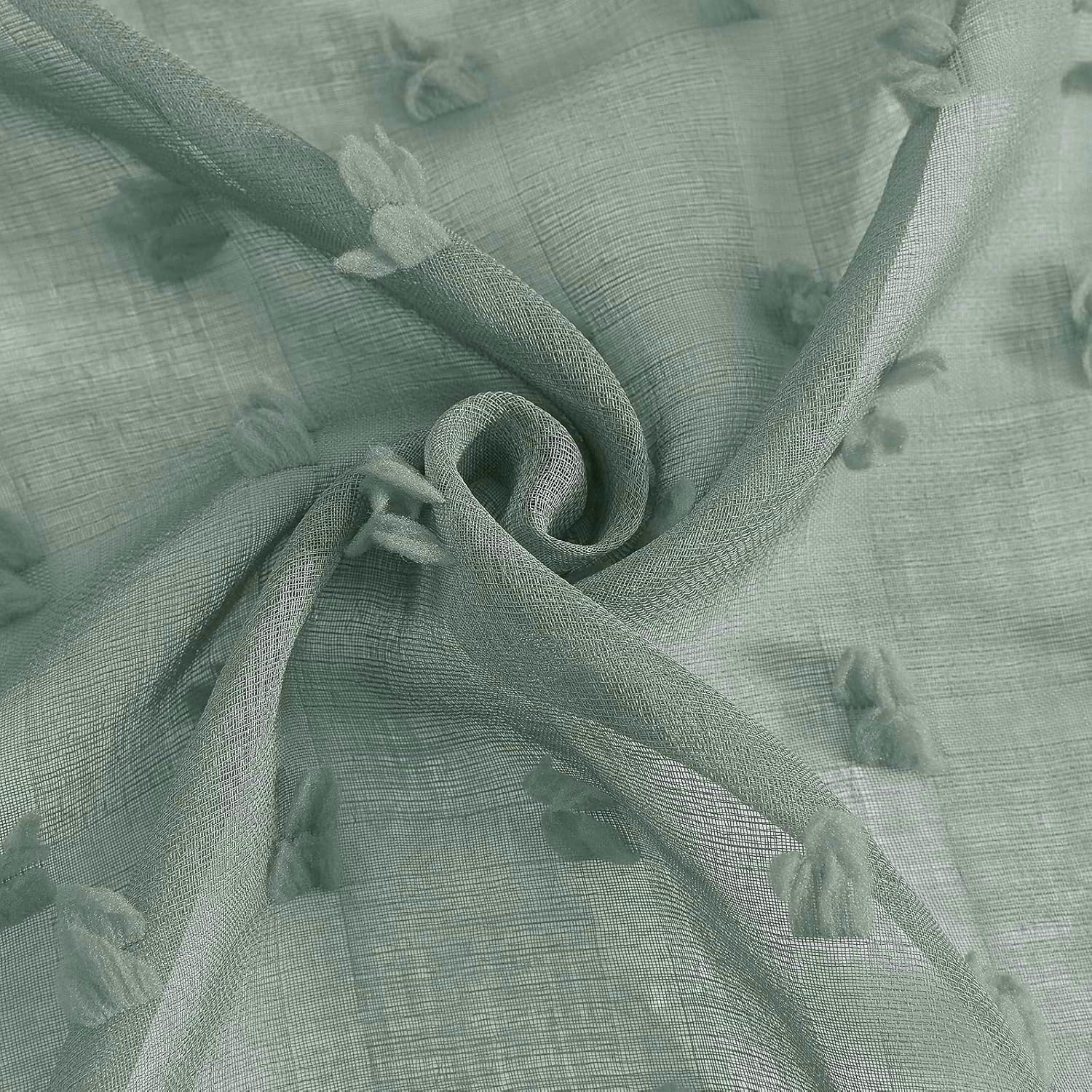 Pom Pom Grommet Sheer Curtains 8 Feet 2 Panels 96 Inch (Pack of 2)