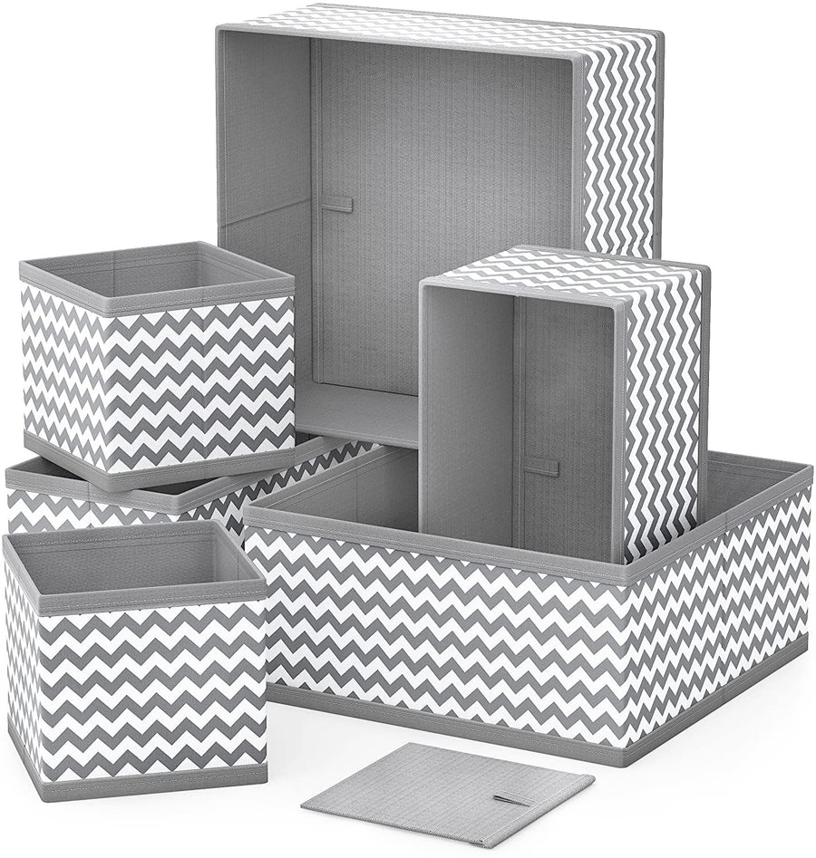 Set of 6 Foldable Storage Box Drawer Divider Organizer Basket Bins