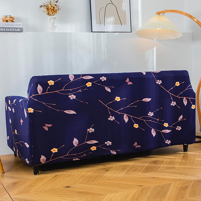 Universal 3 Piece Sofa Covers (3+1+1 Seater) (Dark Blue Butterfly)