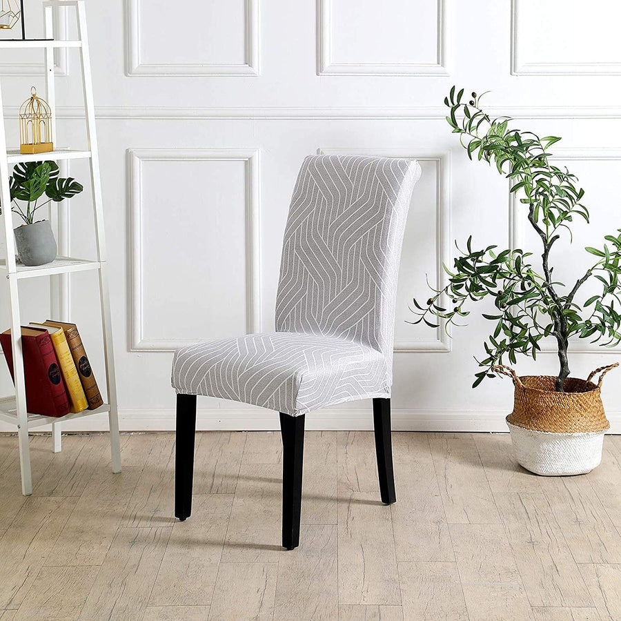 Polyester Spandex Printed Chair Cover Slipcover (Complex Grey)