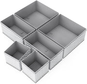 Set of 6 Foldable Storage Box Drawer Divider Organizer Basket Bins
