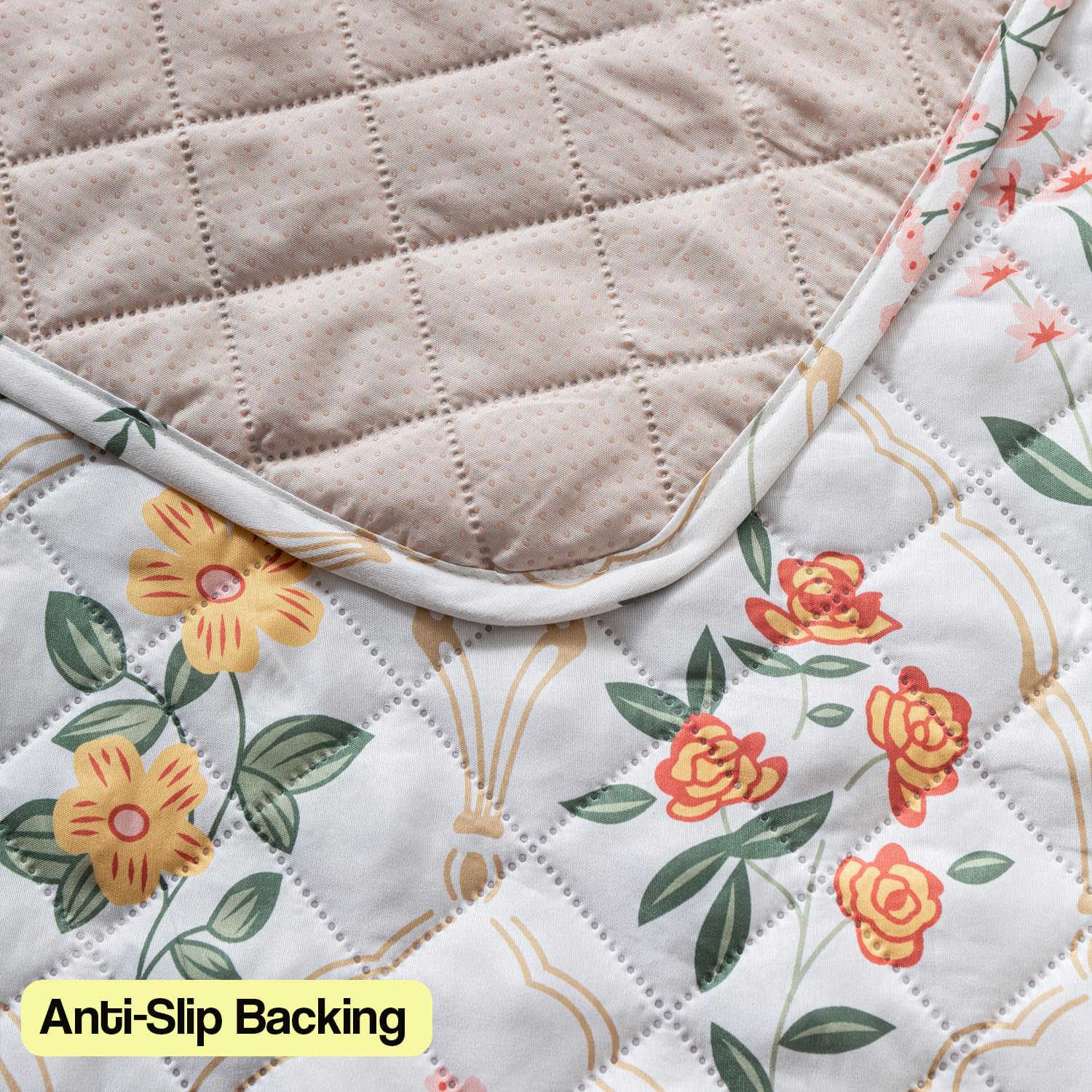 Printed Quilted Sofa Cover for 1/2/3/4 Seater Anti-Slip- Baghe Bahar