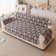 Quilted Printed Sofa Cover for Indian Sofa Set – Washable (Black Motif)