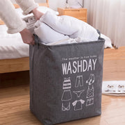 Large Laundry Basket Bag, Drawstring Storage - Grey