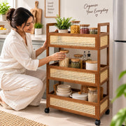 3-Tier Movable Storage Trolley with Wheels - Brown