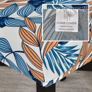 Elastic Chair Cover (Blue/Orange Leaf)