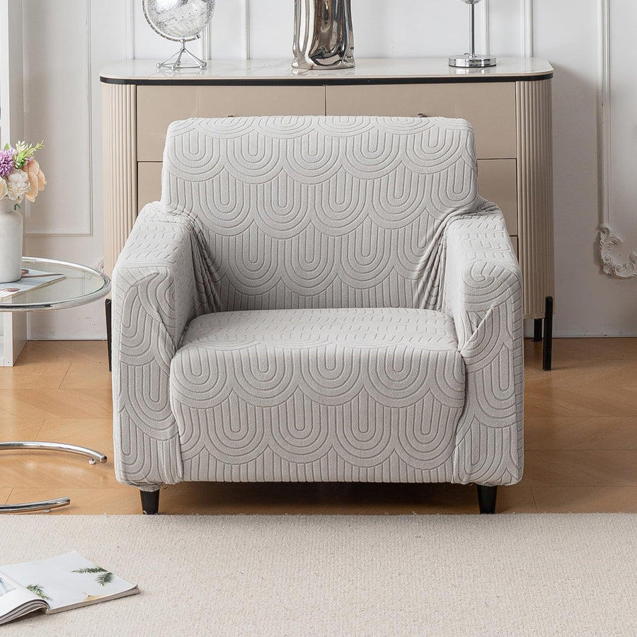 Premium Jacquard Fabric 220 GSM Sofa Cover – Soft, Stretchable (Grey)