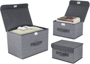 3 Pack Foldable Storage Bin with Lid and Handle