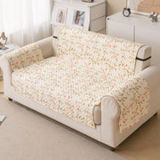 Quilted Printed Sofa Cover for Indian Sofa Set – Washable (Beige Tulip)