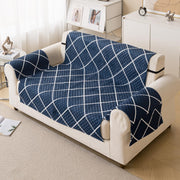 Quilted Printed Sofa Cover for Indian Sofa Set – Washable (Blue Diamond)
