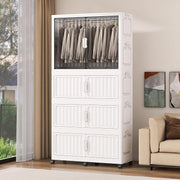 Folding Plastic Wardrobe with Wheels - White (No Installation Required)