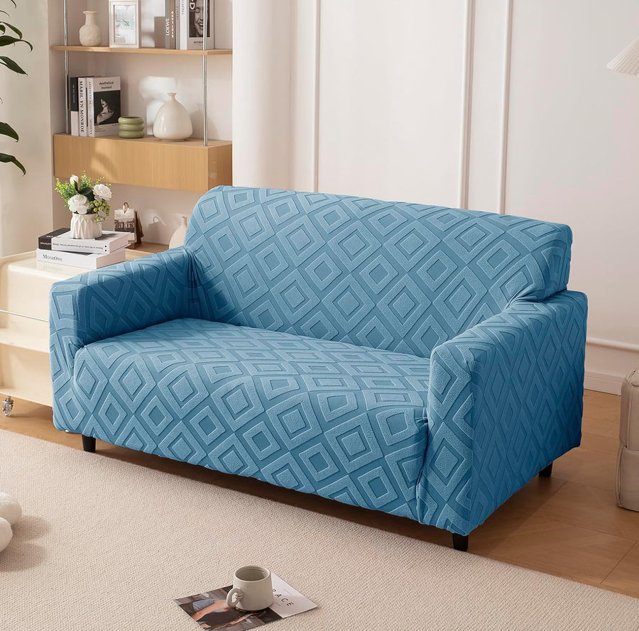Jacquard Fabric Diamond Texture Sofa Cover 220 GSM (Blue)