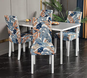 Elastic Chair Cover (Blue/Orange Leaf)