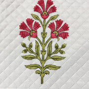 IKATRA Series Quilted Printed Sofa Cover for Indian Sofa Set with Side Pocket (Ivory Phool)