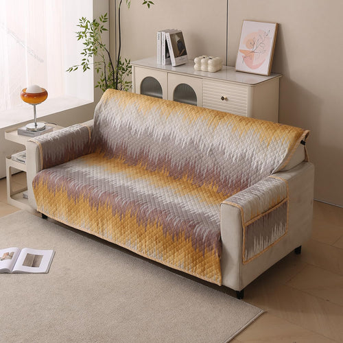 Polyester Sofa Cover Mat Reversible Couch Protector- Gold Tide