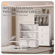 Folding Plastic Wardrobe with Wheels - White (No Installation Required)