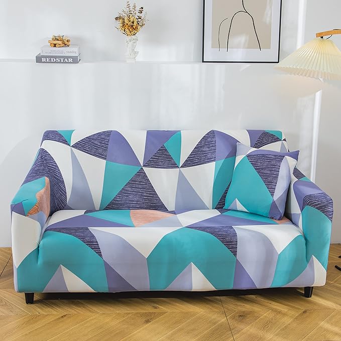 Polyester Spandex Printed Sofa Cover (Prism Green)