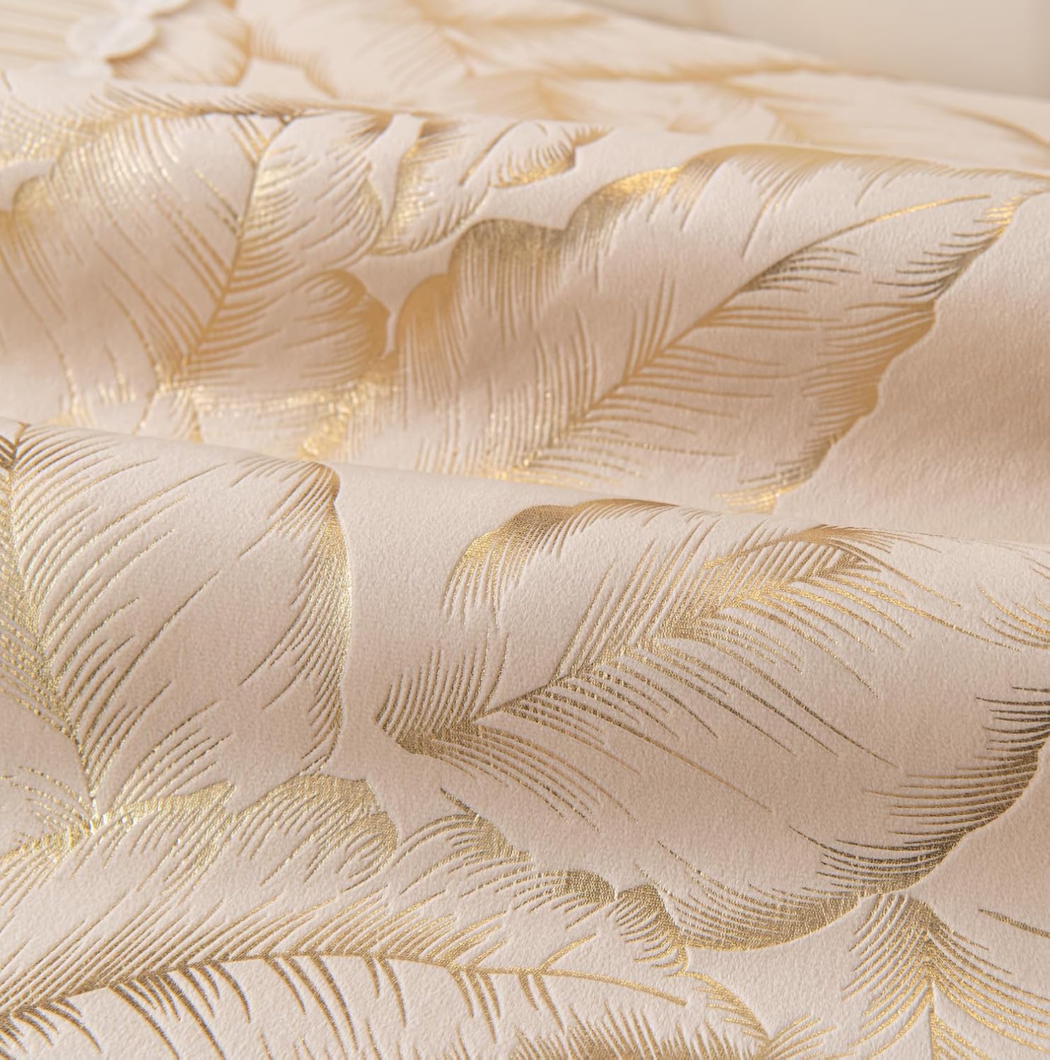 Leaf Pattern Chenille Fabric Sofa Cover Set – 3-Piece (2 Armrest Covers 50x70cm + 1 Seat Cover) Beige