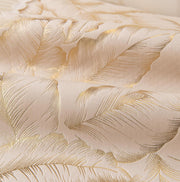 Leaf Pattern Chenille Fabric Sofa Cover Set – 3-Piece (2 Armrest Covers 50x70cm + 1 Seat Cover) Beige