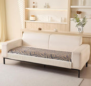 Sofa Cover Mat Leaf Pattern Chenille Fabric Seater Sofa (Grey)