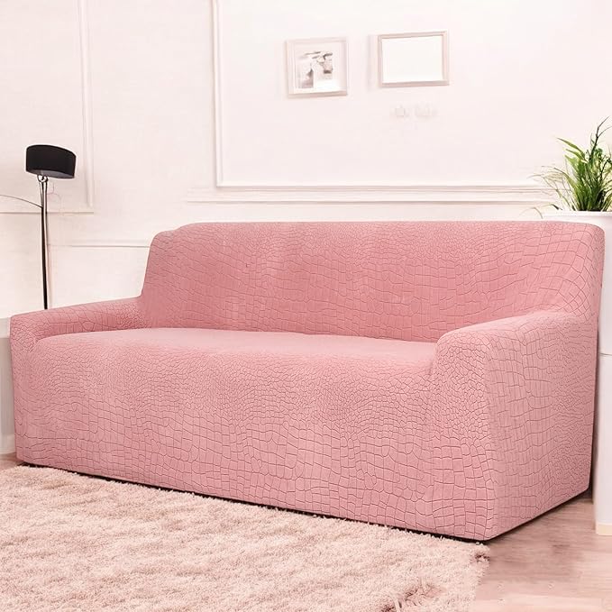 Universal Crocodile Texture Jacquard Fabric Sofa Cover (Pink)