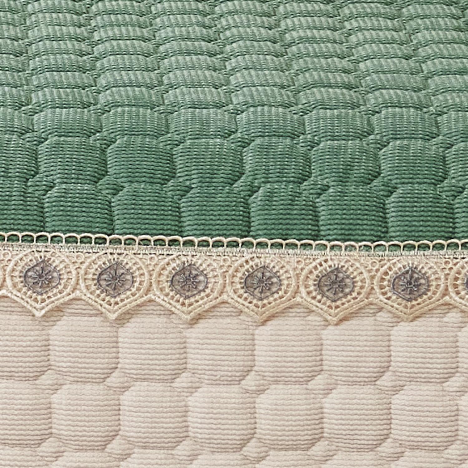 Waffle Quilt Corduroy Chenille Sofa Cover – Quilted, Non-Slip, Washable & Durable Protector (Green)
