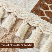 Banjara Weave Series Tassel Chenille Couch Cover Quilted Non-Slip Washable Sofa Slipcover (Cream)