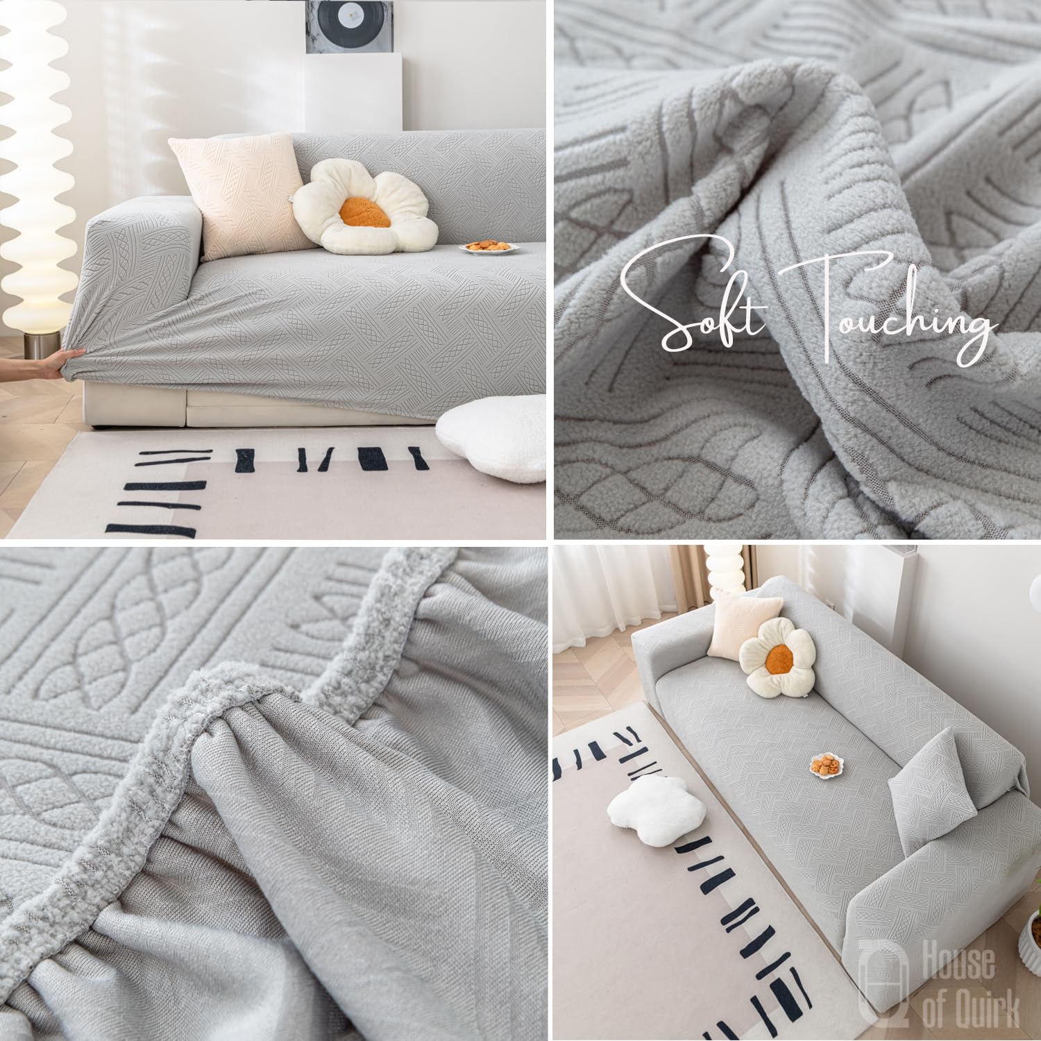 Universal Jacquard Fabric Sofa Cover- Smoke