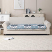 'Aura Petal Series' Quilted Sofa Mat Printed – Anti Slip (Paisley Blue)