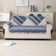 'Aura Petal Series' Quilted Sofa Mat Printed – Anti Slip (Boho Navy)