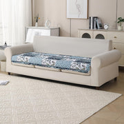 'Aura Petal Series' Quilted Sofa Mat Printed – Anti Slip (Paisley Blue)