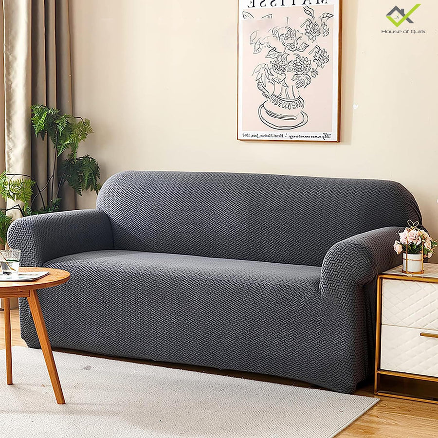 Universal Polar Fleece 220 GSM Fabric Sofa Cover Slipcover(Dark Grey)