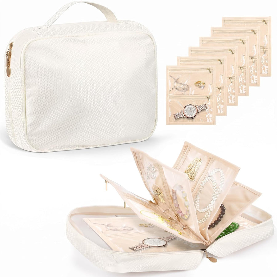 Jewelry Organizer Book with 36 Pockets - White