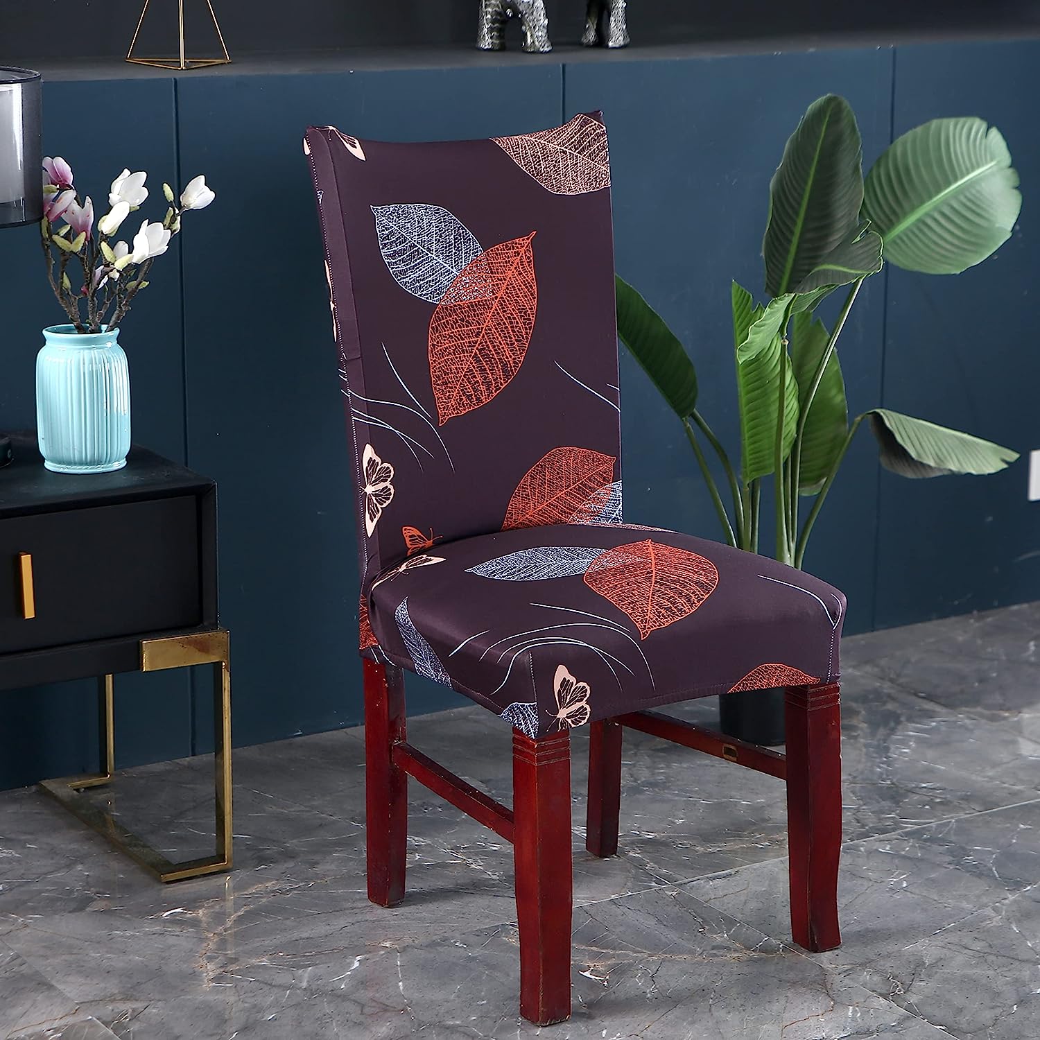 Printed Chair Cover-(Choco Leaf)