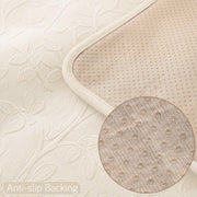 Rabbit Plush Sofa Mat Floral Design - Almond