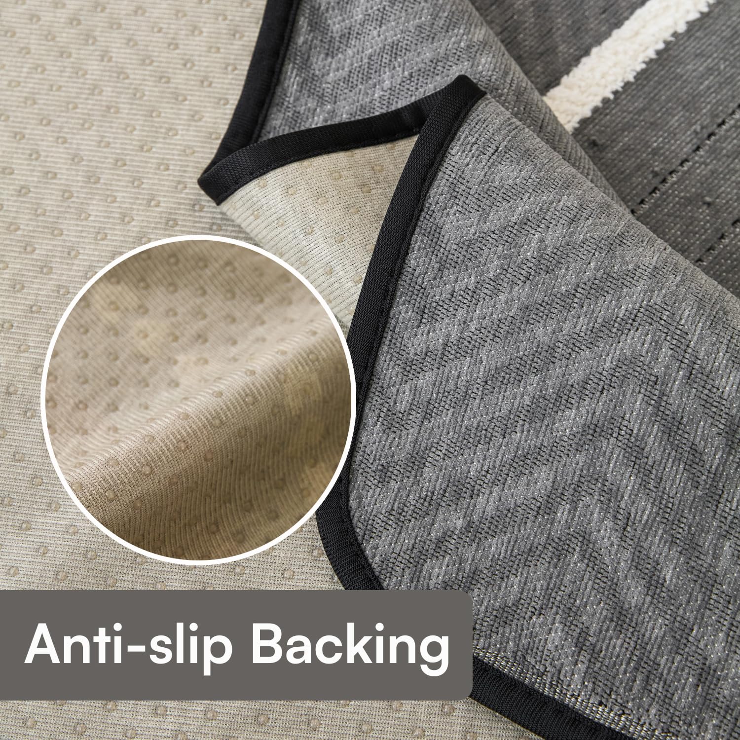 Loom Stripe Series Chenille Couch Cover Curved Edge Quilted Non-Slip Sofa Cover (Grey)