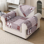 'Aura Petal Series' Quilted Sofa Mat Printed – Anti Slip (Boho Brown)