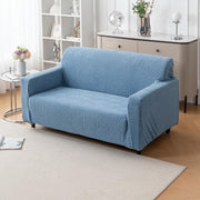 Premium Jacquard Fabric 220 GSM Sofa Cover – Soft, Stretchable (Light Blue)